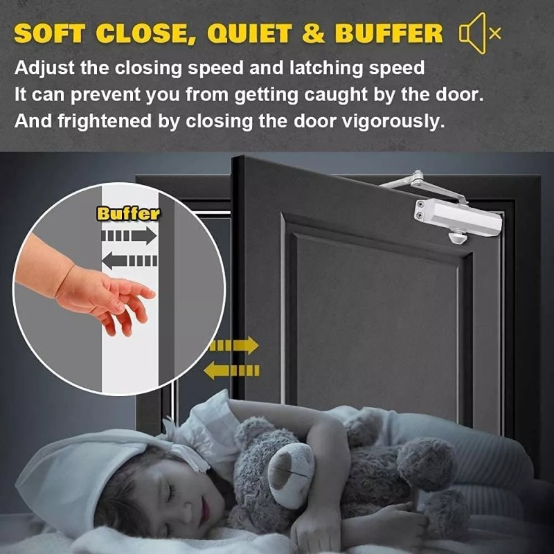 BALU Cierra Puertas Hidráulico Aluminio Plateada De 45-85kg