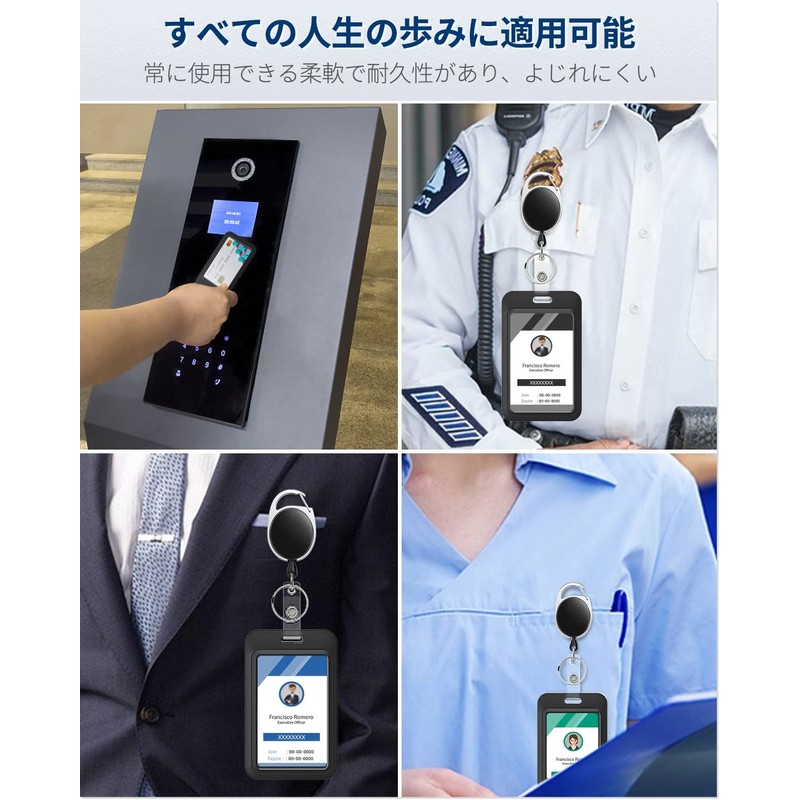 Pawfly Sliding ID Badge Holder Black Vertical Plastic Card Case