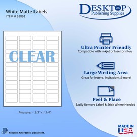 Crystal Clear Return Address Labels for Laser Printers - 2/3" x 1 3/4" - 60 per Sheet - 10 Sheets / 600 Labels