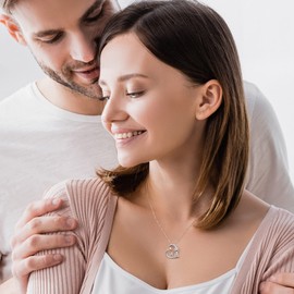 Romavan Infinity Heart Initial Necklaces for Women, S925 Sterling Silver Heart Necklaces for Women Mom CZ Heart Letter Necklaces for Teen Girls Valentines Day Gifts for Her, Sterling Silver, Cubic Zirconia