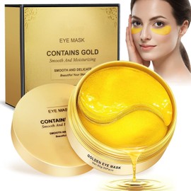 Parches para Ojos Máscaras de Ojos de Oro 24K - 32 Pares Contorno de Ojo Parches Bajo los Reducen las Bolsas Bajo los y Suavizan las Arrugas