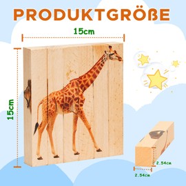 LUMIN TUTU Wooden Puzzle from 1 Year Old - 4-in-1 Safari Animal Montessori Toy, Motor Skills Toy & Wooden Toy for Toddlers, Cube Puzzle, Gift for 1 2 3 Year Old Boys & Girls