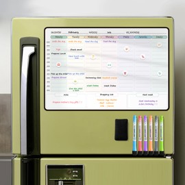 MCCORL Magnetic Fridge Planner,Weekly Planner Whiteboard with Time Slots,Family Planner/Chores Chart,Food Planner,Reminder and Memo Board, wipeable (Monday to Sunday)