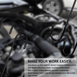 JNNJ 4 Pcs Brake Caliper Hanger Hooks, S Shaped Hooks with Rubber Tips, Heavy Duty Brake Caliper Hooks for Braking Bearing Axle and Suspension, Car Accessories Brake Caliper Hangers(Black)