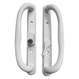 Easy Fix Hardware 10" Olympus Sliding Patio Glass Door White Offset Pull Handle Set Replacement with Keys fits 3 ¹⁵/₁₆ inches Hole Spacing, and 1-1/4" to 2-1/4" Door Thickness