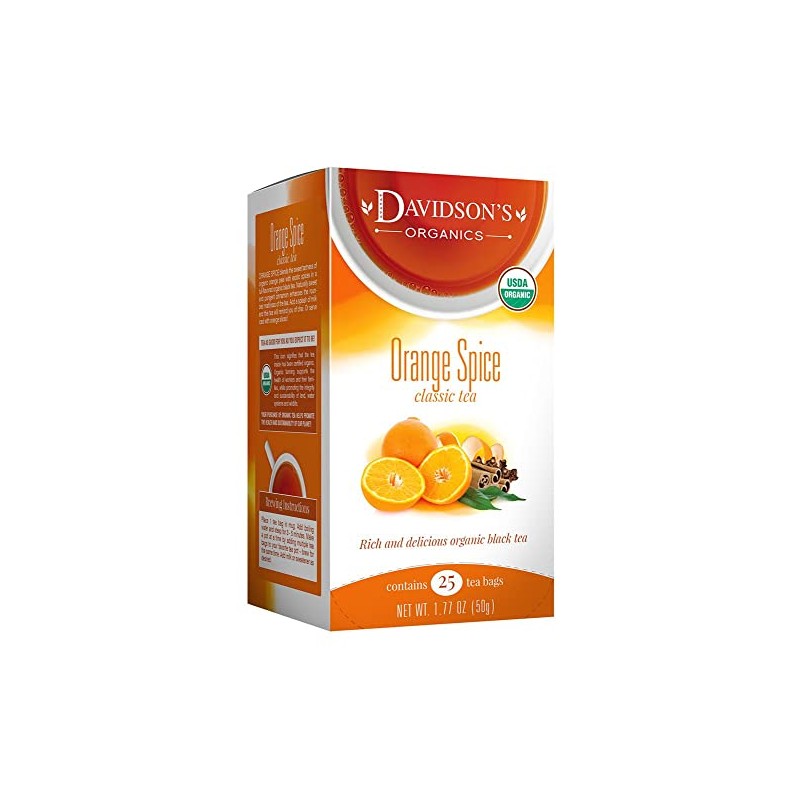 Davidson's Organics, Orange Spice, 25-count Tea Bags, Pack of 6