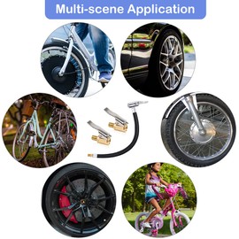 BAOSROY Valve Extension, Valve Extension Set, 10 cm Car Valve Adapter with 2 Lever Plugs, Tyre Inflator, Hose, Tyre Compressor Extension, Valve Connector for Car, Bicycle, Motorcycle