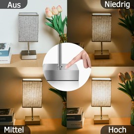Totofac Bedside Lamp Touch Dimmable, E14 Retro Bedside Lamp, 3 Brightness Levels Adjustable, Warm White, Modern Bedside Table Lamp for Bedroom, Living Room, Baby Room (Grey-1 Piece)