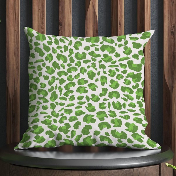 SILYHEART Leopard Animal Print Green and Light Gray Pillowcase Leopard