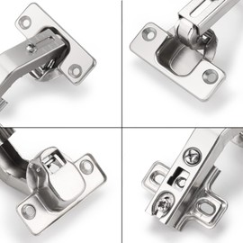 Probrico Cabinet Hinges(5 Pair), Full Overlay Hinges for Wardrobe, 135 Degree Soft Close Corner Cupboard Hinges, Brushed Nickel Concealed Kitchen Door Hinges