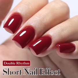Double Rhythm 15ML Gel Polish Jelly Sheer Pastel Light Milky Color 1 PC 0.53 OZ Bottle UV Nail Polish Art Salon at Home for Women (Blood Red-B-A1104)