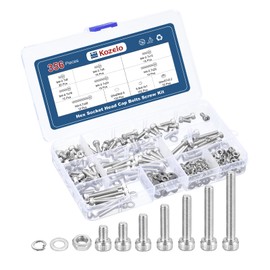 Kozelo 356pcs M4 Socket Head Cap Screws Bolts Nuts Assortment Kit - [M4x6/8/12/16/20/25/30mm] 304 Stainless Steel Allen Socket Drive for 3D Printer