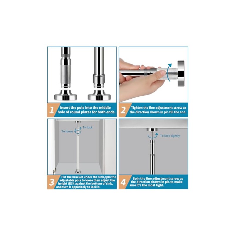 2 Pcs Undermount Sink Brackets Adjustable, Stainless Steel Sink Support,