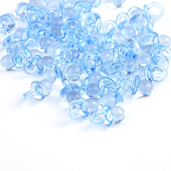 CCINEE100PCS Baby Shower Blue Crystal Plastic Dummies Confetti Mini Pacifier Scatter for Baby Boy Christening Decrations