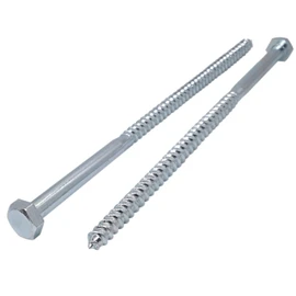 Marcopol (Pack of 2 pcs) DIN 571 Zinc Plated Steel Hexagon Wood Screws M12 x 300 mm, Hex Screw, Lag Bolts, Hex Head, Coach Screws (2, M12 x 300 mm), Silver