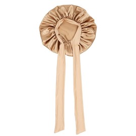 Large Silk Bonnet for Sleeping, Satin Hair Bonnet for Sleeping with Tie Band, Satin Bonnets for Women Natural Curly Hair Gold
