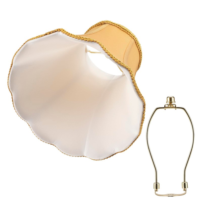 Saangseon Bell Lamp Shade, Scalloped Golden Fabric Lampshade Replacement, Softback,