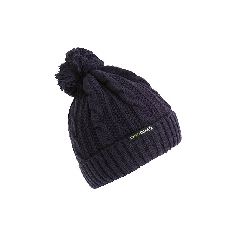 Pro Climate Waterproof Thinsulate Chunky Knit Bobble Hat - Olive