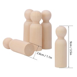 kukmakri 50 Pieces Wood Peg People, 3.54 Inch Wooden Peg Dolls Bodies, Unfinished Wooden People Figures, Wooden Peg Doll Body for Painting, DIY, Crafting and Art Projects