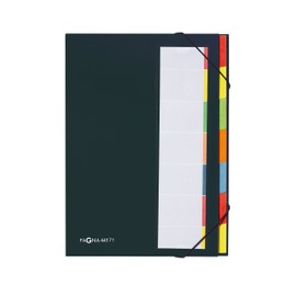 Pagna 44133-01 Desk Organiser, 12 Coloured Divider Tabs, Elastic Band in Corners, Flexible Back Cover, Coloured Section List