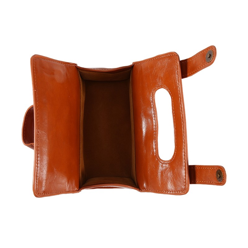 Fashion Men's Portable Cosmetic Pouch Brown PU Leather Shaving Brush
