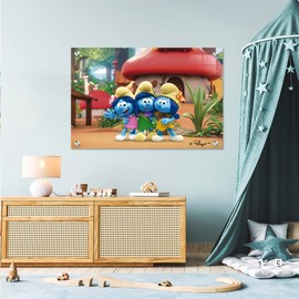 Smurfettes Acrylic Wall Art The Smurfs Home Decor | Modern Interior Design | Acrylic Wall Art | Picture Photo Printing for Wall Decor | Multiple Size and Wood Support Options (Wide 24"x 16" Height)