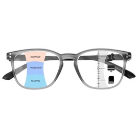 ZESAKER Progressive Reading Glasses for Women Men, Multifocal Computer Readers Blue Light Blocking, Spring Hinges Multifocus Transition Glasses Anti Glare& Eyestrain (Grey, 1.0)