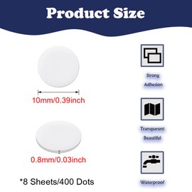 400 Pieces 10mm/0.4" Poster Putty Double Sided Adhesive Dots Sticky Tack Clear Sticky Dots Removable Mounting Putty Round Tape Nano Gel Mat for Wall Hanging Pictures Festival Decoration (10 mm)