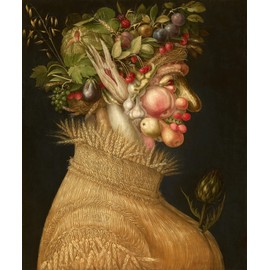 Summer Weather Station Cherries Garlic Apples Corn Italian Painting By Giuseppe Arcimboldo Repro on Matte Paper 20" X 24" Image Size