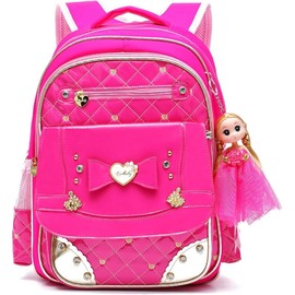 Backpack for Girls, Waterproof Kids Backpacks School Bag Toddler Bookbags Cute Travel Daypack (Large, A-Rose Red) - Color: Rose red