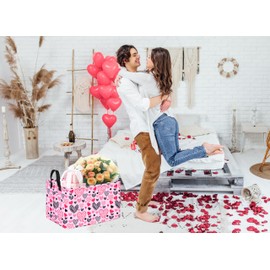 Heart Pattern Storage Basket Gift Shelf Basket Baby Storage Bin, Kids Toy Basket Organizer Box for With Handles Boy and Girls Room Deco