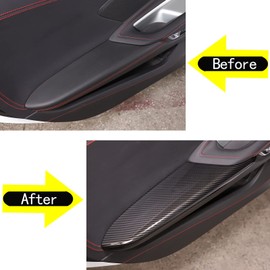 Sekhyna Car Door Armrest Panel Trim Cover Compatible with Corvette C8 Stingray 2020-2023 ABS 2PCS Inner Door Handle Protection Cover Trim Accessories (ABS Carbon)