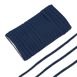 letsinstyle 15 Yards Flat Fabric Elastic Straps, Heavy Stretch Braiding Straps Elastic Cord, Navy Blue Braided Stretchy Webbing Band for Sewing and Crafting