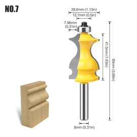 MACHSWON Architectural Molding Router Bit 8mm Shank 28.6mm Cut Diameter 41.5mm Cut Length Tongue and Groove Router Bits Ball Bearing Fish Shaped Slotting Woodworking Milling Router Cutter Tool