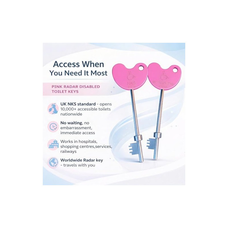 Pink Radar Disabled Toilet Key with Pink ID Card |