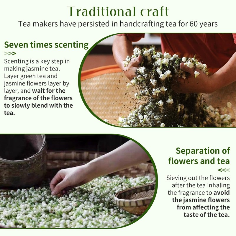 XIXICHA Jasmine Tea Loose Leaf Grade AAA Chinese Jasmine Green