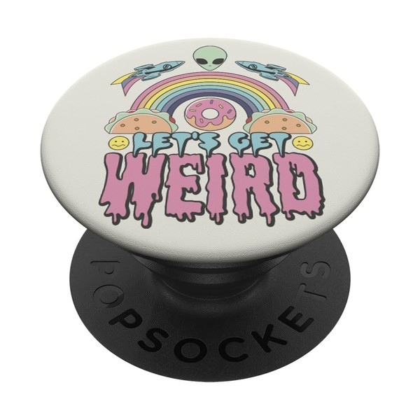 Let's Get Weird Funny Alien Head Rockets Rainbow & Tacos