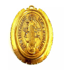 ST. BENEDICT GOLD TONE PENDANT WITH STONES-COLGANT