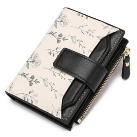 GAEKEAO Women's Small Purse with RFID Blocking, Wallet with Removable ID Window and Zip Coin Compartment, Wallet with Lots of Card Slots, black