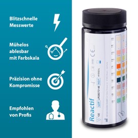Reactif Health Test: Urine Test 10 Parameters - 100 Urine Test Strips | Urine Analysis | Quick Test with Colour Scale