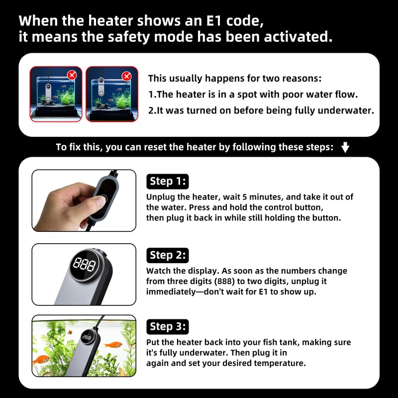 boxtech Small Submersible Aquarium Heater - 100w Fish Tank Heater,