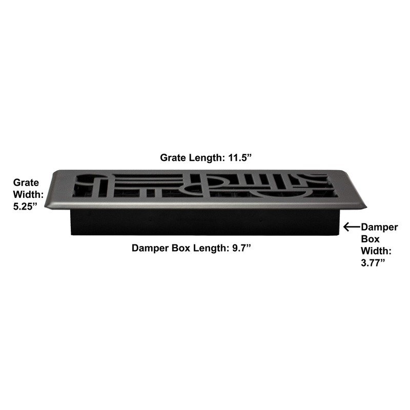 Decor Grates ADH410-GM Art Deco Floor Register, 4x10, Gun Metal