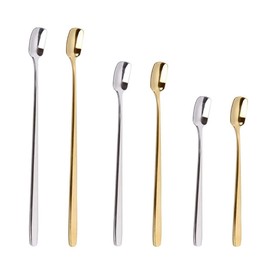 YKKJ Set of 6 Long Handled Coffee Spoons, Dessert Spoons, Stirring Spoon Set, Three Sizes, Stainless Steel Spoons for Coffee, Sugar, Dessert, Ice, Soup, Mocha Spoon (Golden & Silver). Dessert Spoon