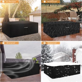 Dokon Garden Furniture Covers Waterproof Heavy Duty 600D Oxford Fabric Patio Table Cover with Air Vent Windproof Anti-UV Outdoor Table and Chairs Cover, Rattan Sofa Cover Rectangle (140x80x75cm)