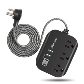 Cruise Ship Essentials - Power Strip with USB, Mountable Flat Plug Power Strip with 3 Outlets 4 USB Ports(Smart 3.1A), 5ft Braided Extension Cord, Compact for Cruise Ship, Travel, Home, Dorm | Mifaso