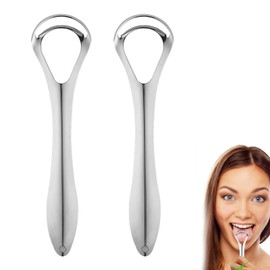 2 Stück Zungenschaber Für Erwachsene,Zungenreiniger Aus Edelstahl,Zungenschaber Edelstahl,Doppelschaberkopf-Design Für Tiefenreinigung,Zungenbürste Heilt Schlechten Atem,Verbessert Die Mundhygiene