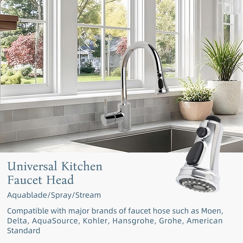 iFealClear Universal Kitchen Faucet Head Replacement, Pull Down Spray Head