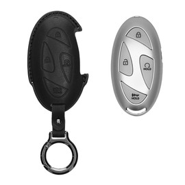kwmobile Leather Key Cover Compatible with Hyundai 7-Button Ioniq 6 Grandeur GN7 KONA 2023 Key Cover - Genuine Leather - Black