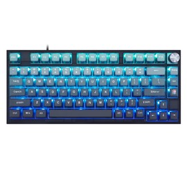 MOLGRIA SKYLOONG GK75 Blue Backlit Gaming Keyboard with Side Transparent Pudding Keycaps, Hot Swappable Yellow Mechinery Gateron Switches, Type C Wired Knob Mechanical Keyboard for Win/Mac OS