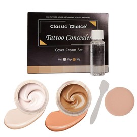 60ml Tattoo Cover Up, Waterproof Concealer Makeup Cream, Skin Concealer Set for Tattoos/Scars/Birthmarks/Dark Spots/White Spots, Suitable for Both Men and Women-2 Color